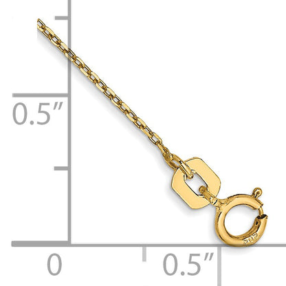 14K 10 inch .8mm Diamond-cut Cable with Spring Ring Clasp Anklet