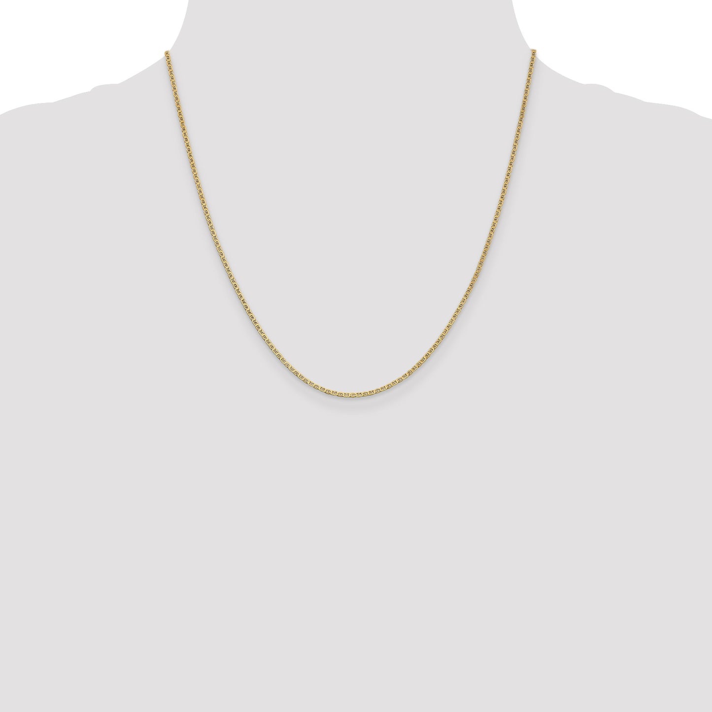 14K 20 inch 1.5mm Lightweight Flat Anchor Link with Lobster Clasp Pendant Chain