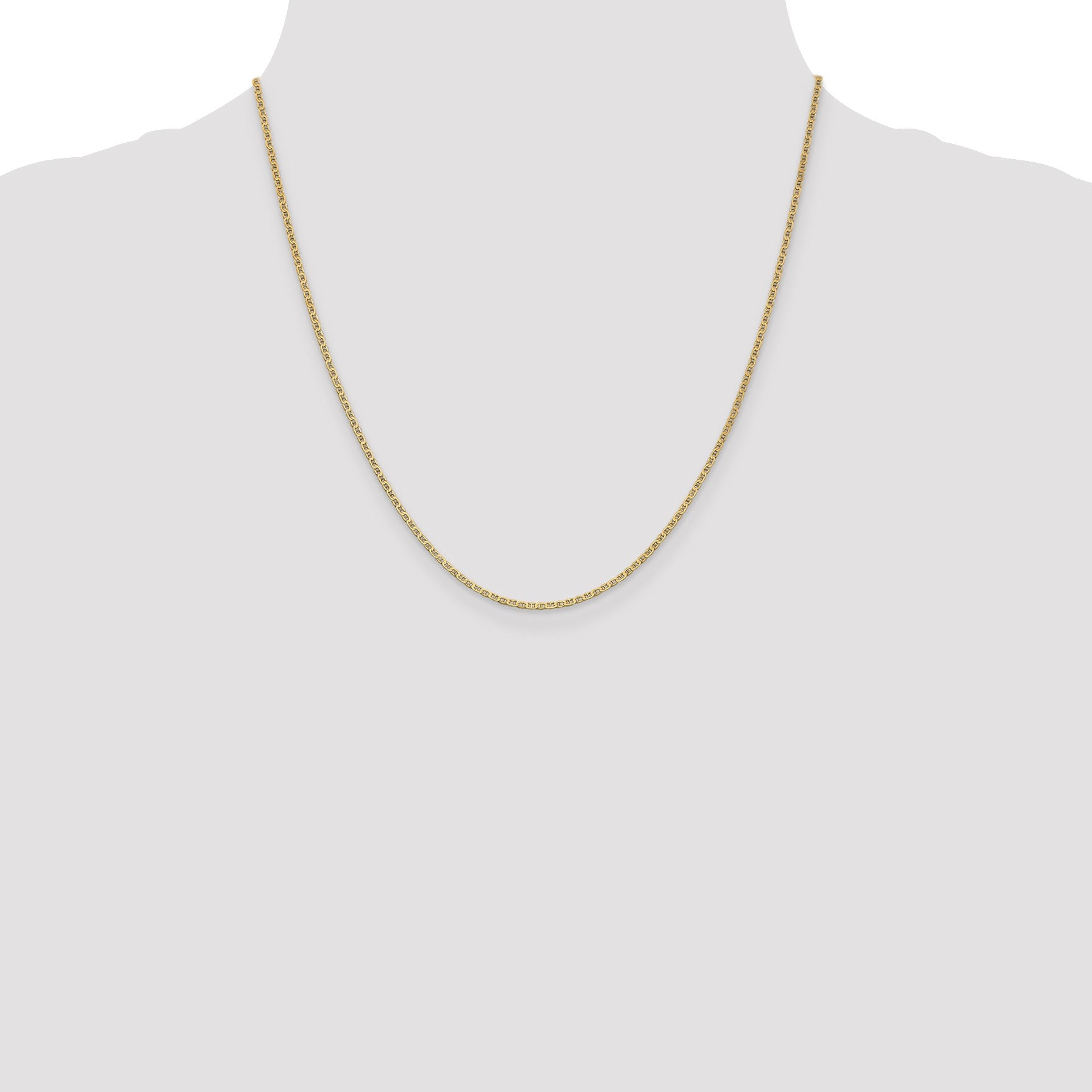 14K 20 inch 1.5mm Lightweight Flat Anchor Link with Lobster Clasp Pendant Chain