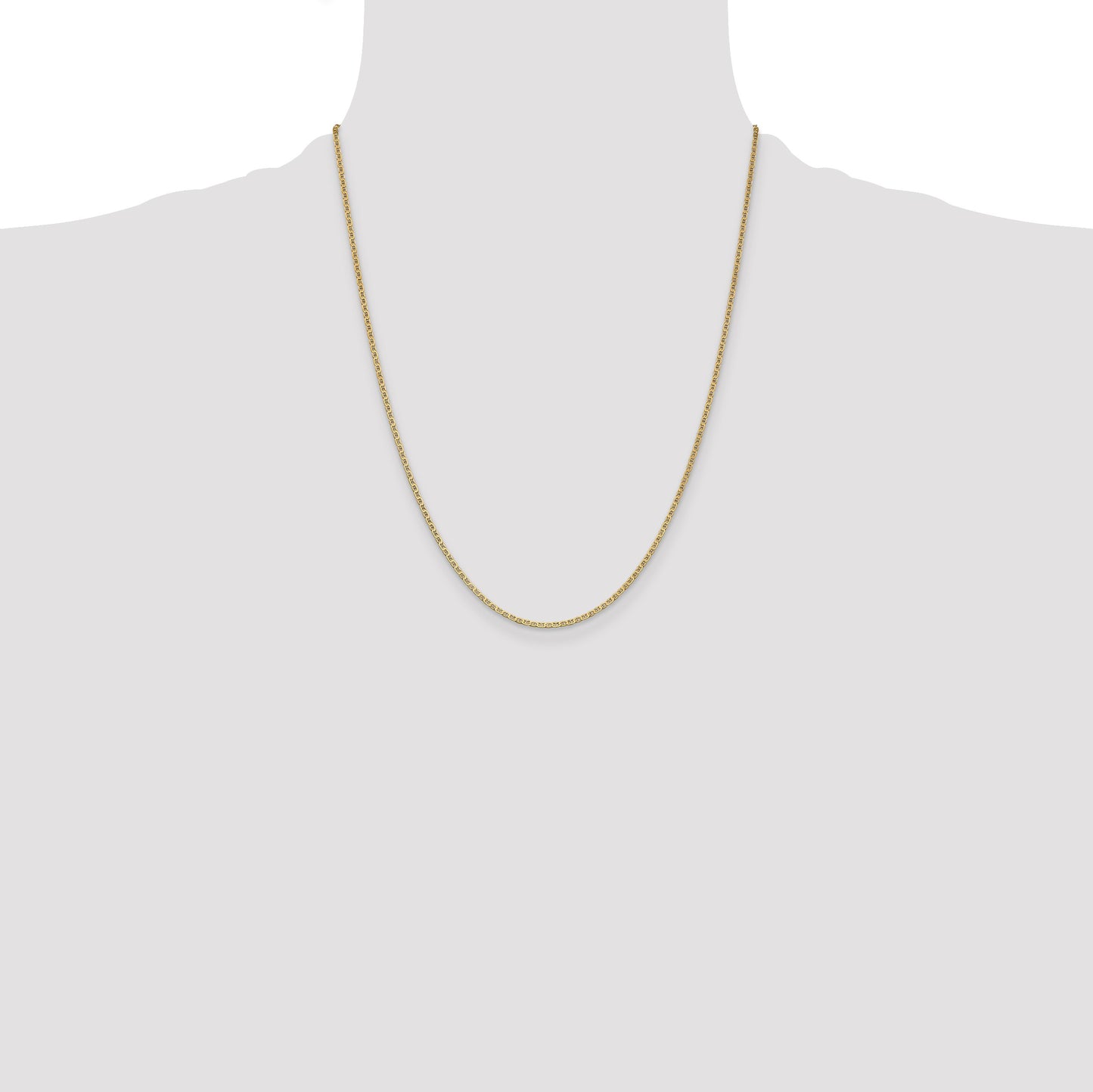 14K 22 inch 1.5mm Lightweight Flat Anchor Link with Lobster Clasp Pendant Chain