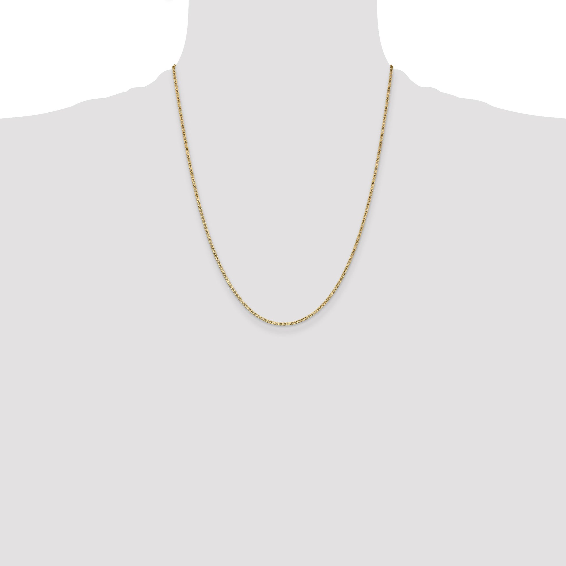 14K 22 inch 1.5mm Lightweight Flat Anchor Link with Lobster Clasp Pendant Chain