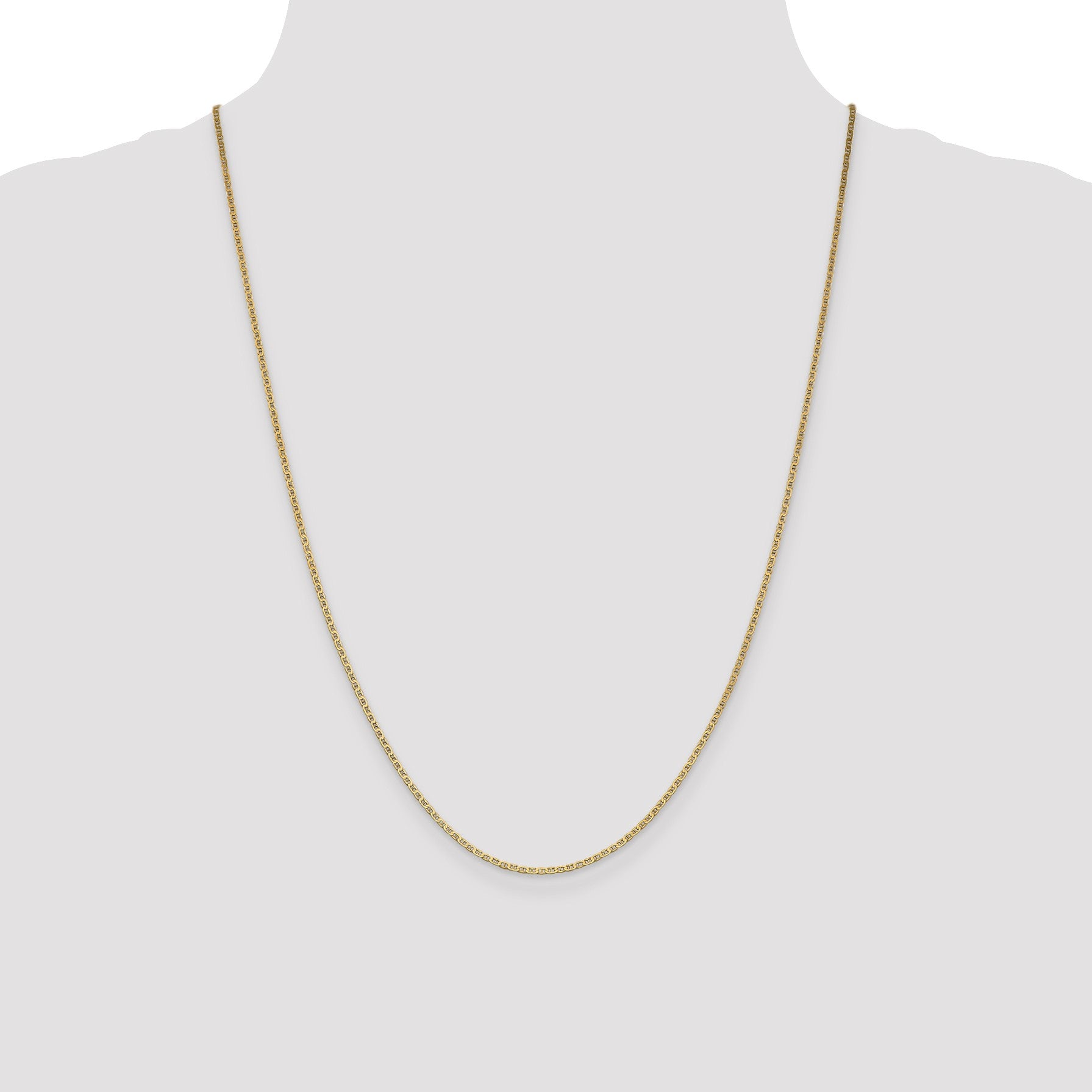 14K 24 inch 1.5mm Lightweight Flat Anchor Link with Lobster Clasp Pendant Chain