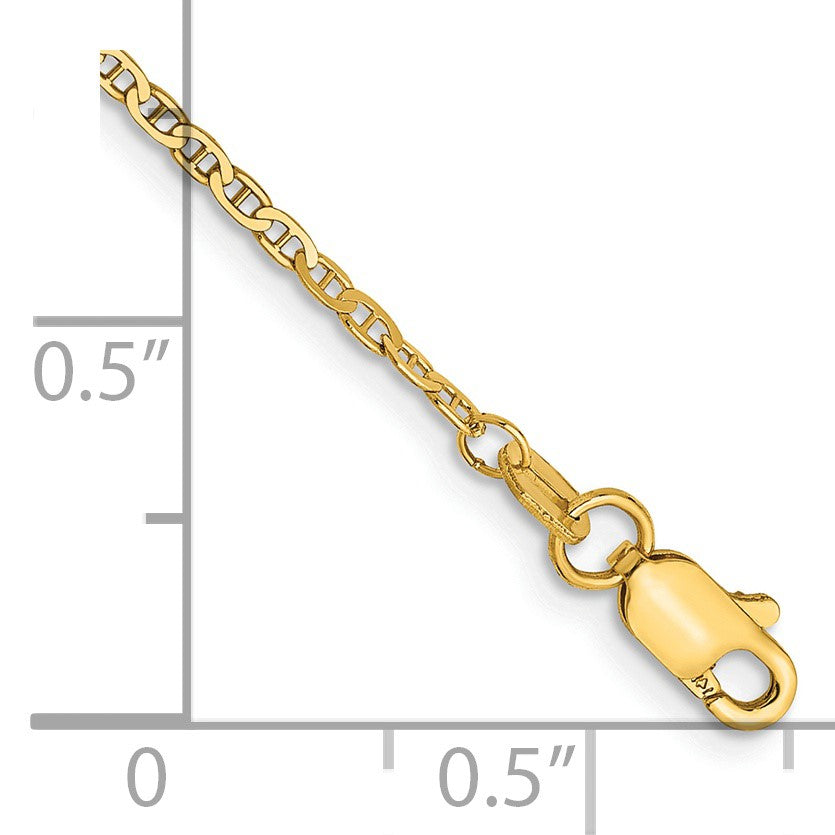 14K 10 inch 1.5mm Lightweight Flat Anchor Link with Lobster Clasp Chain Anklet