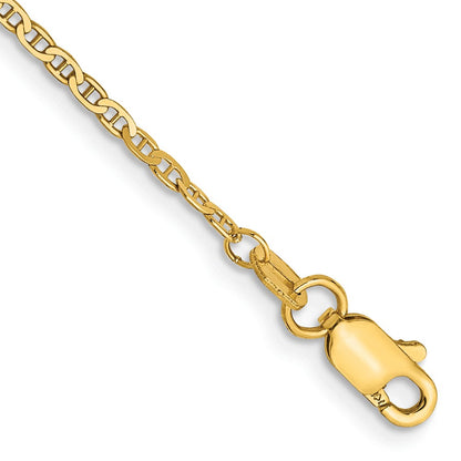 14K 10 inch 1.5mm Lightweight Flat Anchor Link with Lobster Clasp Chain Anklet