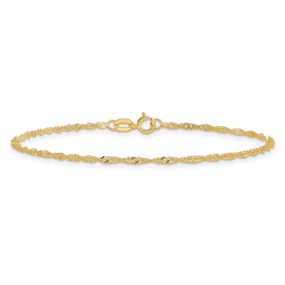 14K 10 inch 1.40mm Singapore with Spring Ring Clasp Anklet