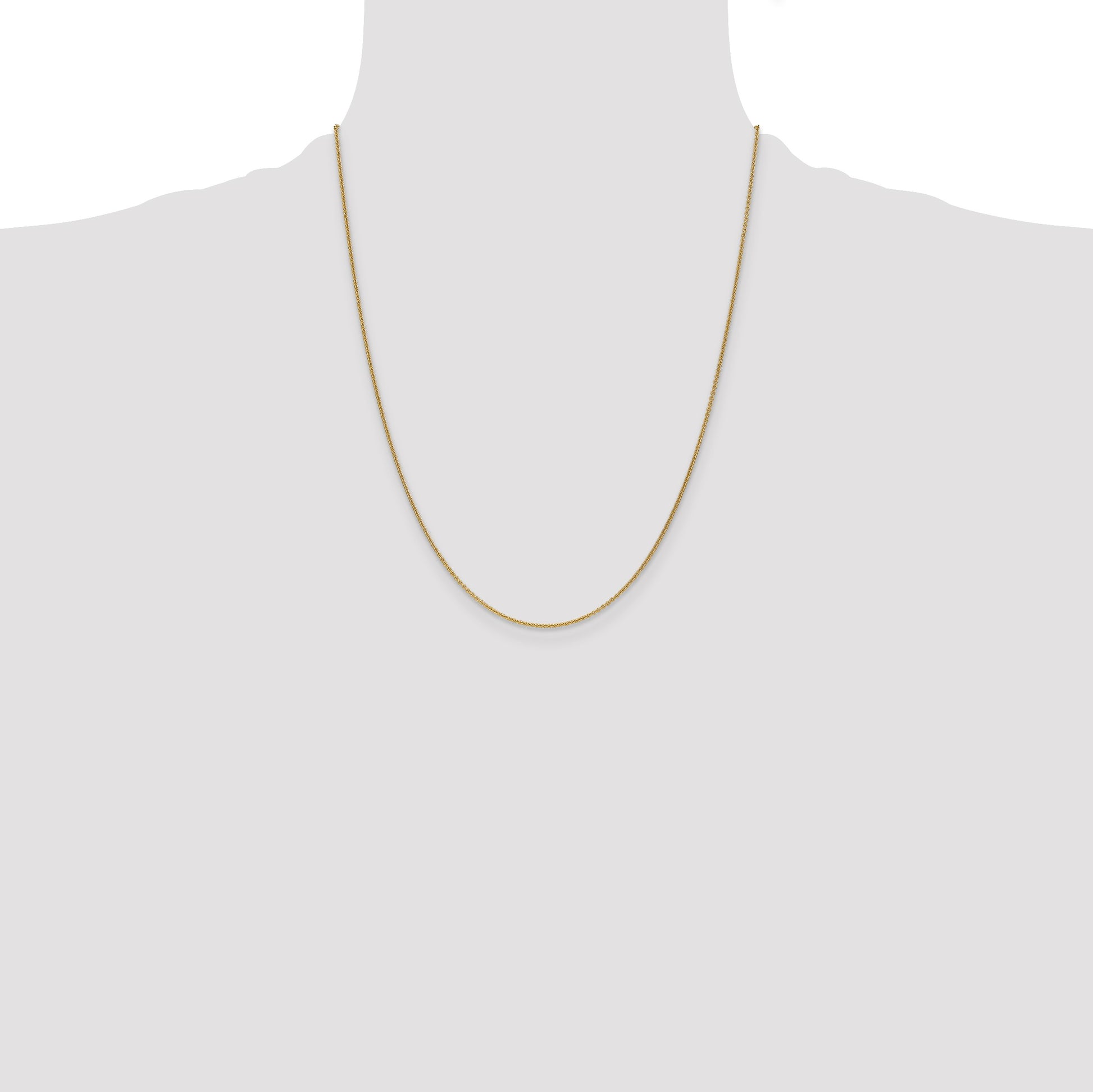 14K 22 inch 1mm Round Open Link Cable with Lobster Clasp Chain