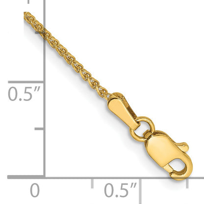14K 9 inch 1.25mm Diamond-cut Spiga with Lobster Clasp Anklet