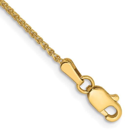 14K 9 inch 1.25mm Diamond-cut Spiga with Lobster Clasp Anklet
