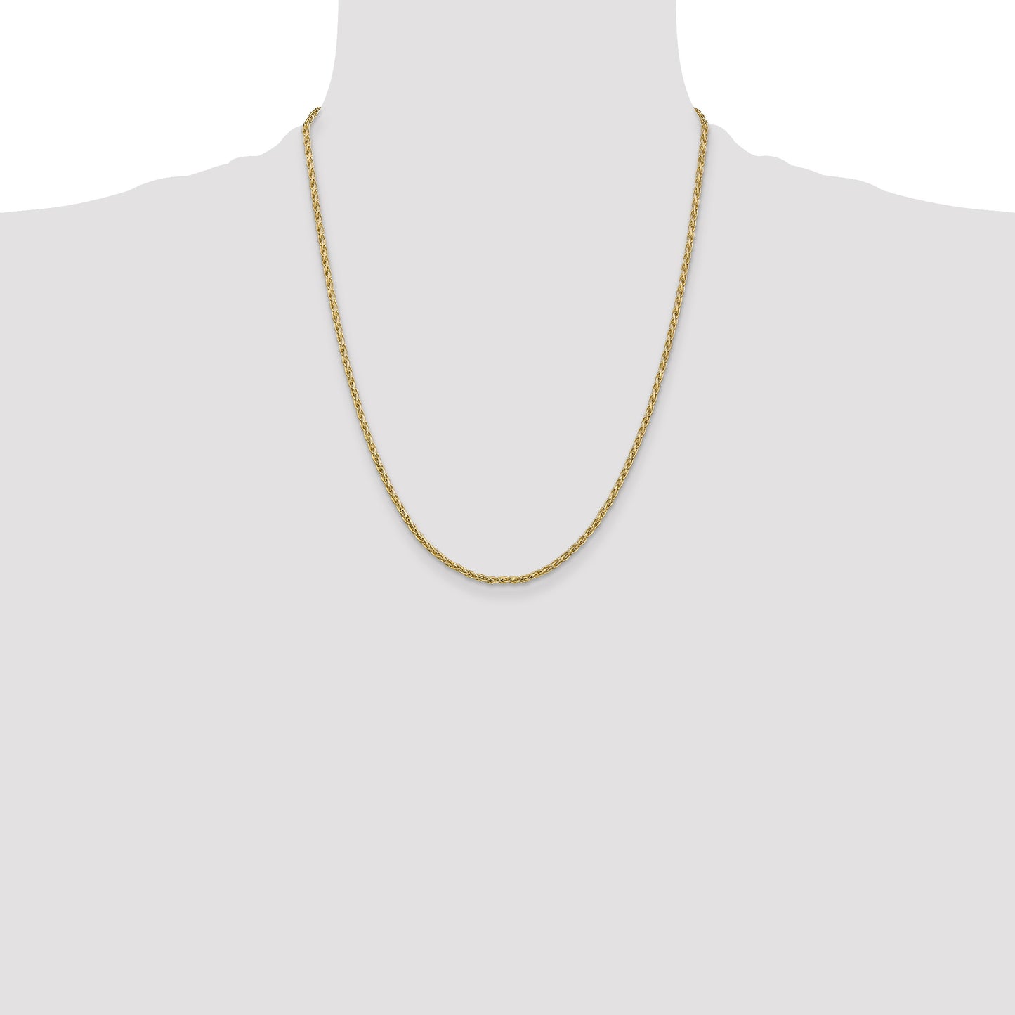 14k 22 inch 2.25mm Parisian Wheat with Lobster Clasp Chain