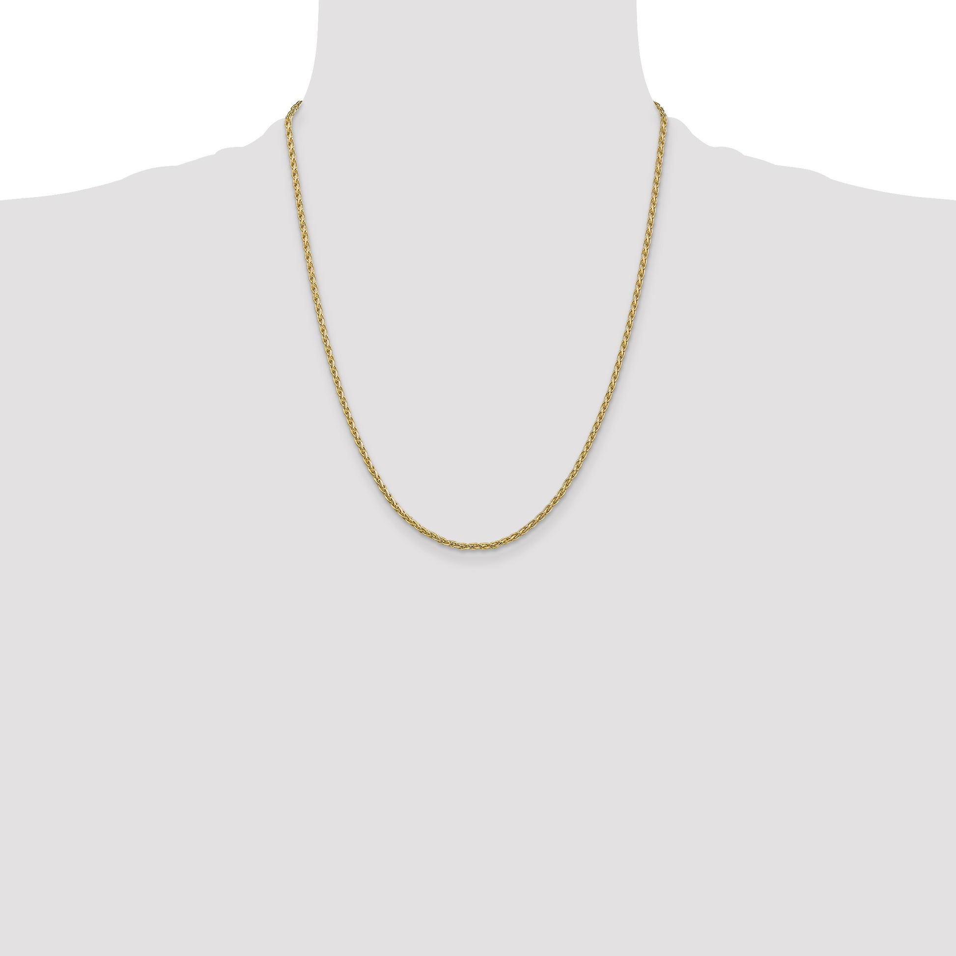 14k 22 inch 2.25mm Parisian Wheat with Lobster Clasp Chain