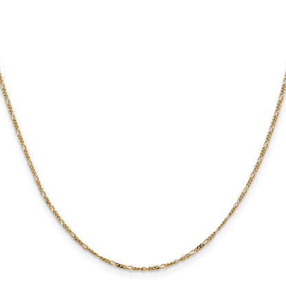 14K 22 inch 1.25mm Flat Figaro with Spring Pendant Ring Pendant Chain