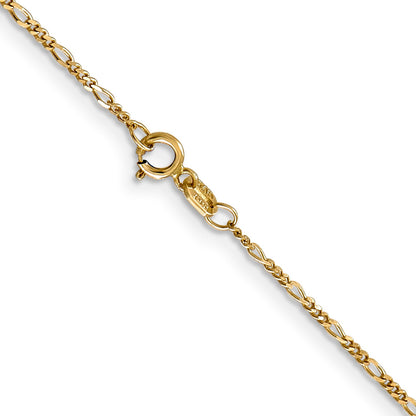 14K 22 inch 1.25mm Flat Figaro with Spring Pendant Ring Pendant Chain