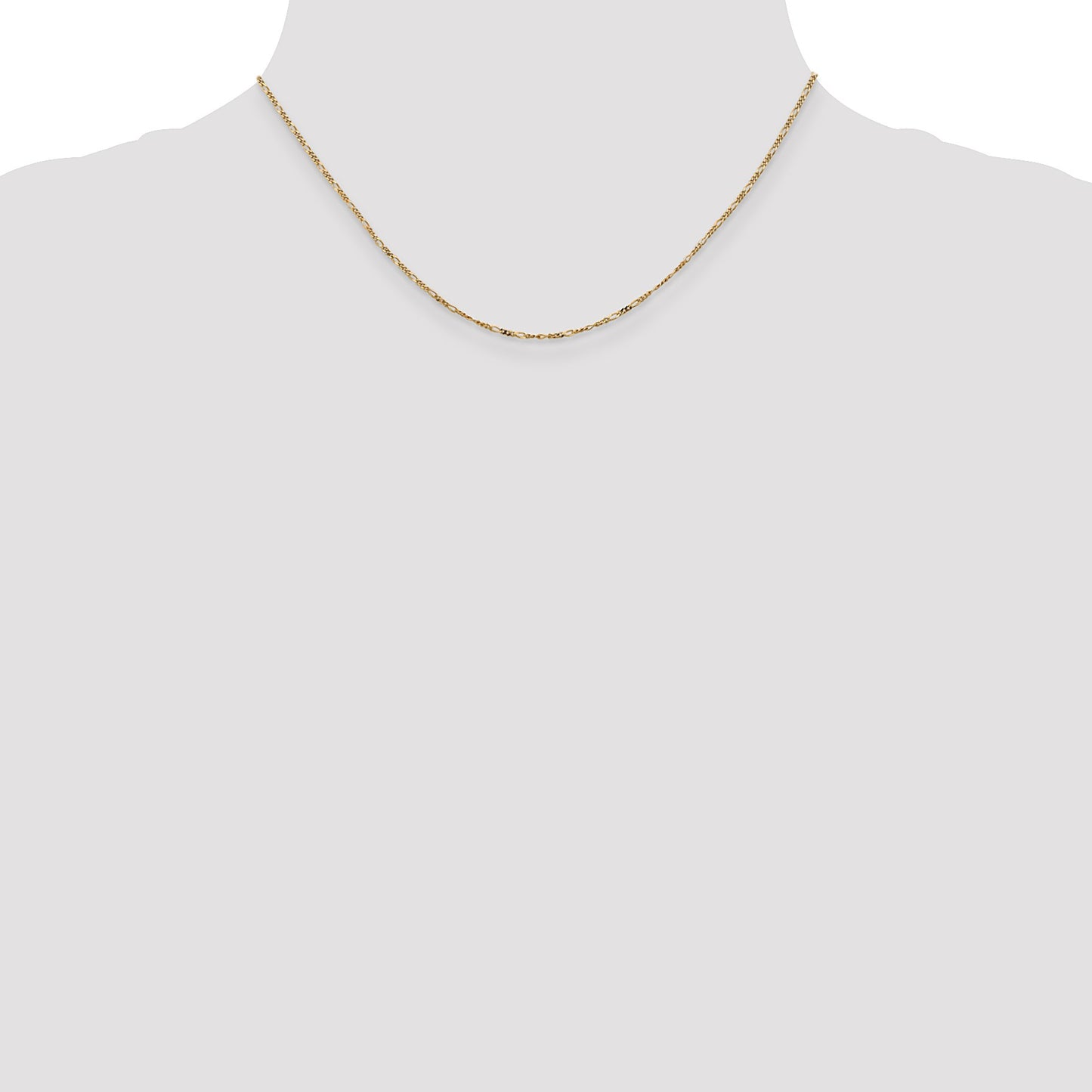 14K 16 inch 1.25mm Flat Figaro with Spring Pendant Ring Pendant Chain