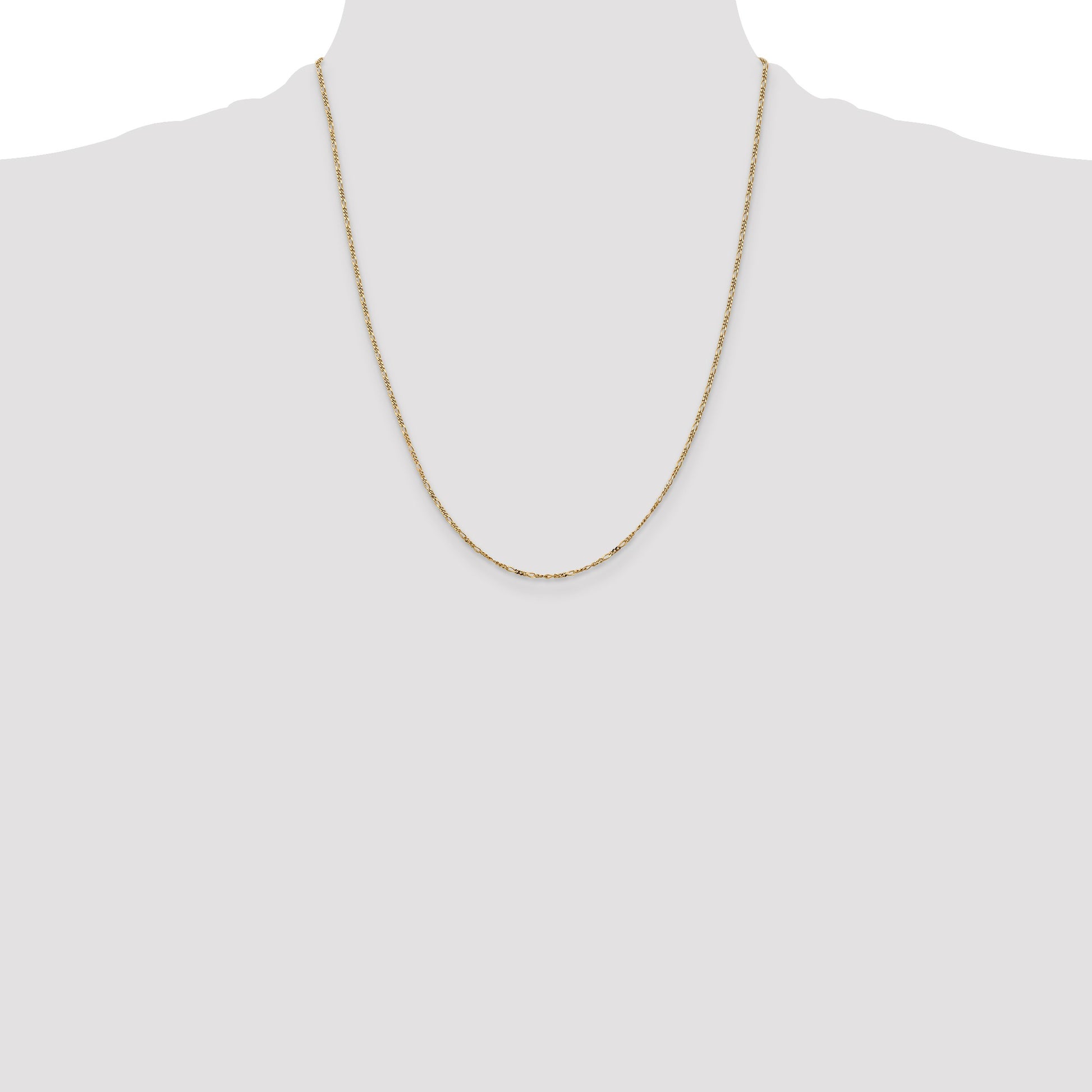 14K 22 inch 1.25mm Flat Figaro with Spring Pendant Ring Pendant Chain