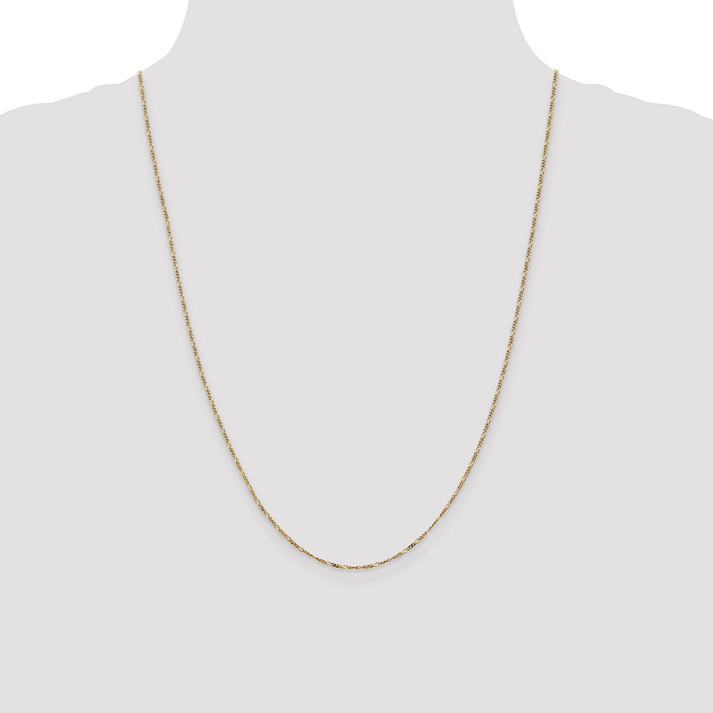 14K 24 inch 1.25mm Flat Figaro with Spring Pendant Ring Pendant Chain