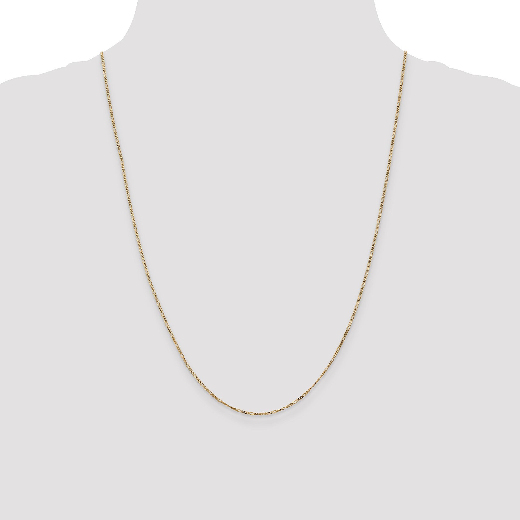 14K 24 inch 1.25mm Flat Figaro with Spring Pendant Ring Pendant Chain
