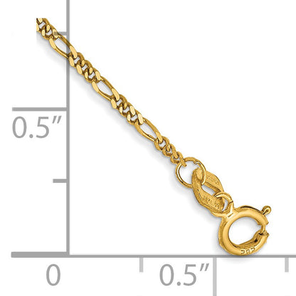 14K 6 inch 1.25mm Flat Figaro with Spring Pendant Ring Pendant Bracelet