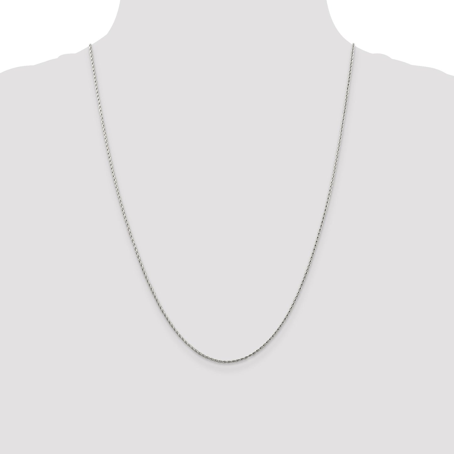 14K White Gold 24 inch 1.25mm Round Parisian Wheat with Lobster Clasp Chain