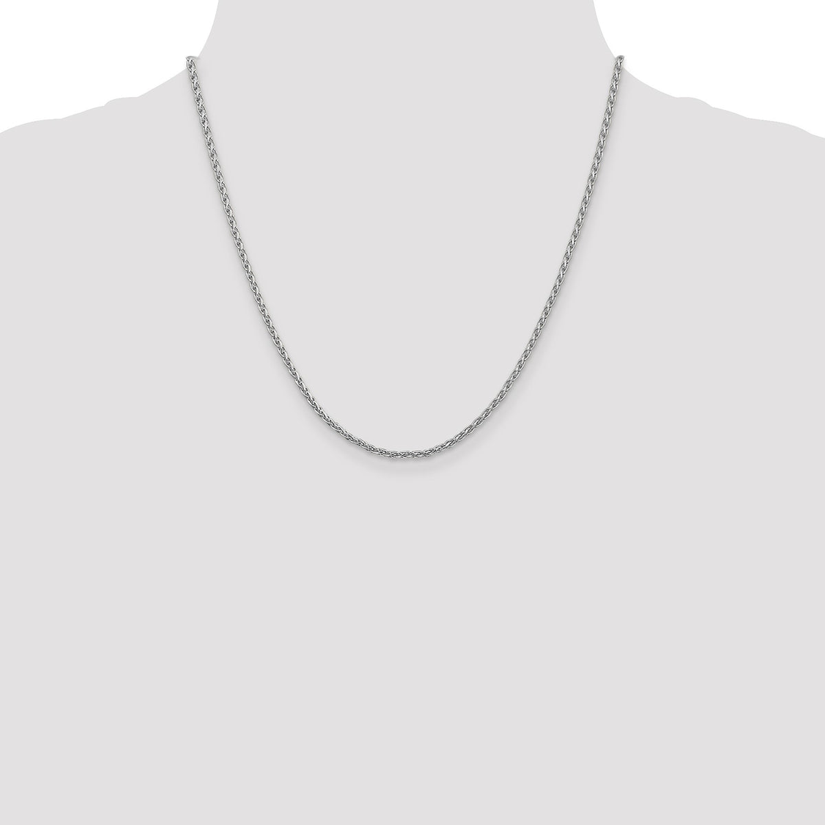 14K White Gold 20 inch 2.25mm Parisian Wheat with Lobster Clasp Chain