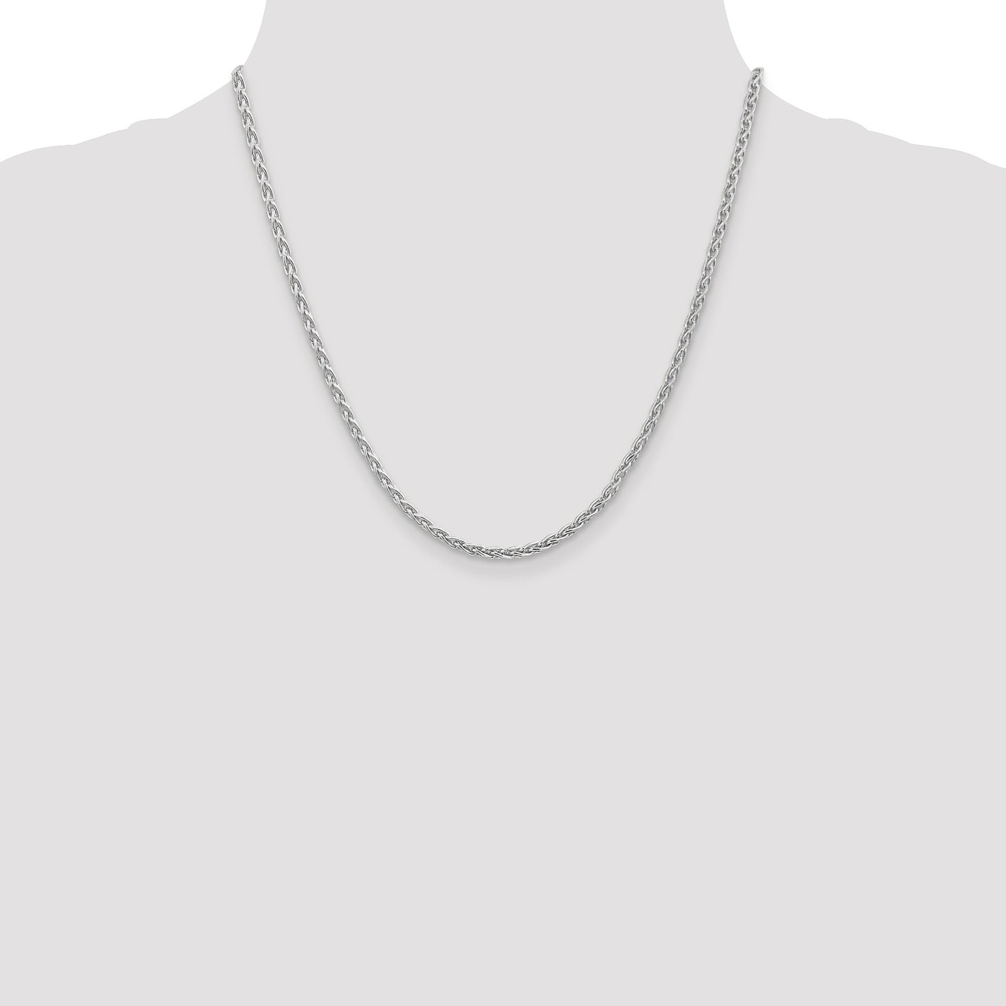 14K White Gold 20 inch 4mm Parisian Wheat with Lobster Clasp Chain