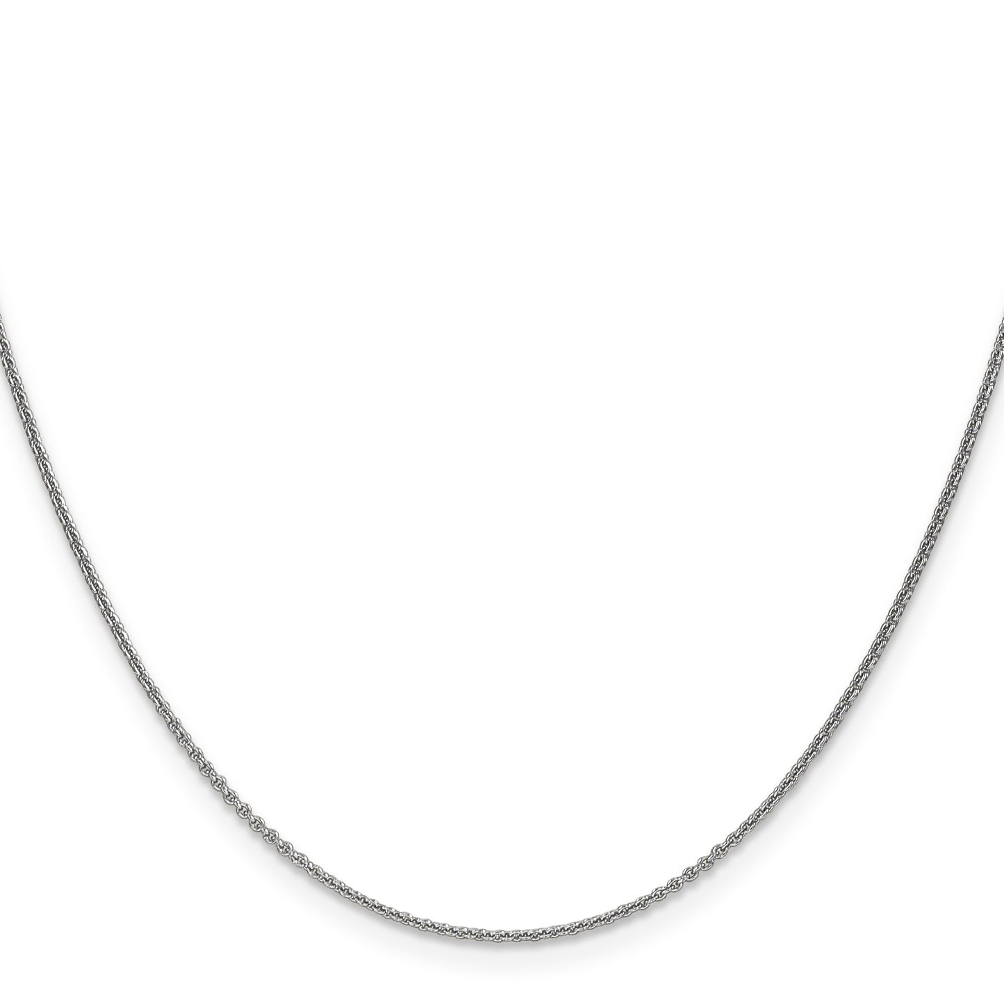 14K White Gold 16 inch 1mm Round Open Link Cable with Lobster Clasp Chain