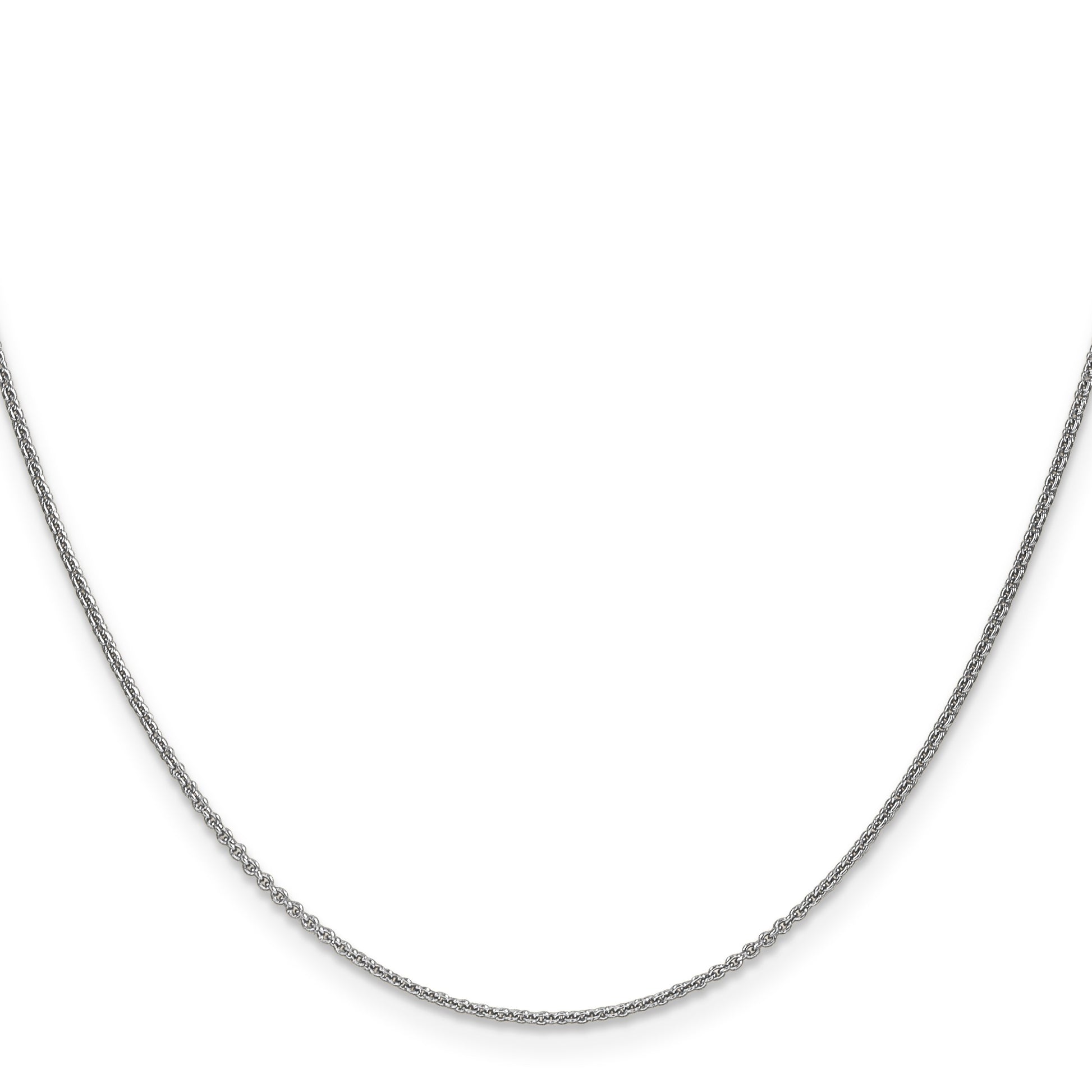 14K White Gold 16 inch 1mm Round Open Link Cable with Lobster Clasp Chain