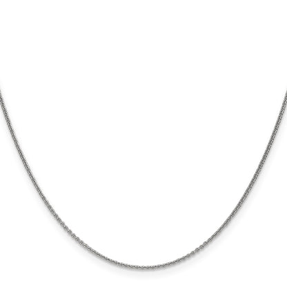 14K White Gold 22 inch 1mm Round Open Link Cable with Lobster Clasp Chain