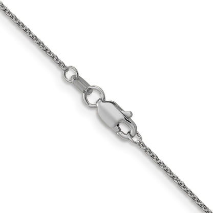 14K White Gold 26 inch 1mm Round Open Link Cable with Lobster Clasp Chain