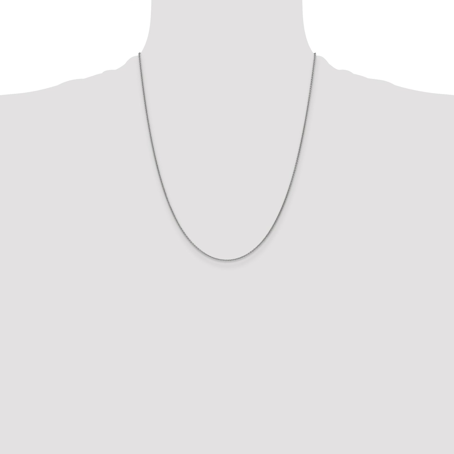 14K White Gold 22 inch 1mm Round Open Link Cable with Lobster Clasp Chain