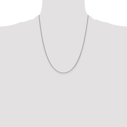 14K White Gold 22 inch 1mm Round Open Link Cable with Lobster Clasp Chain