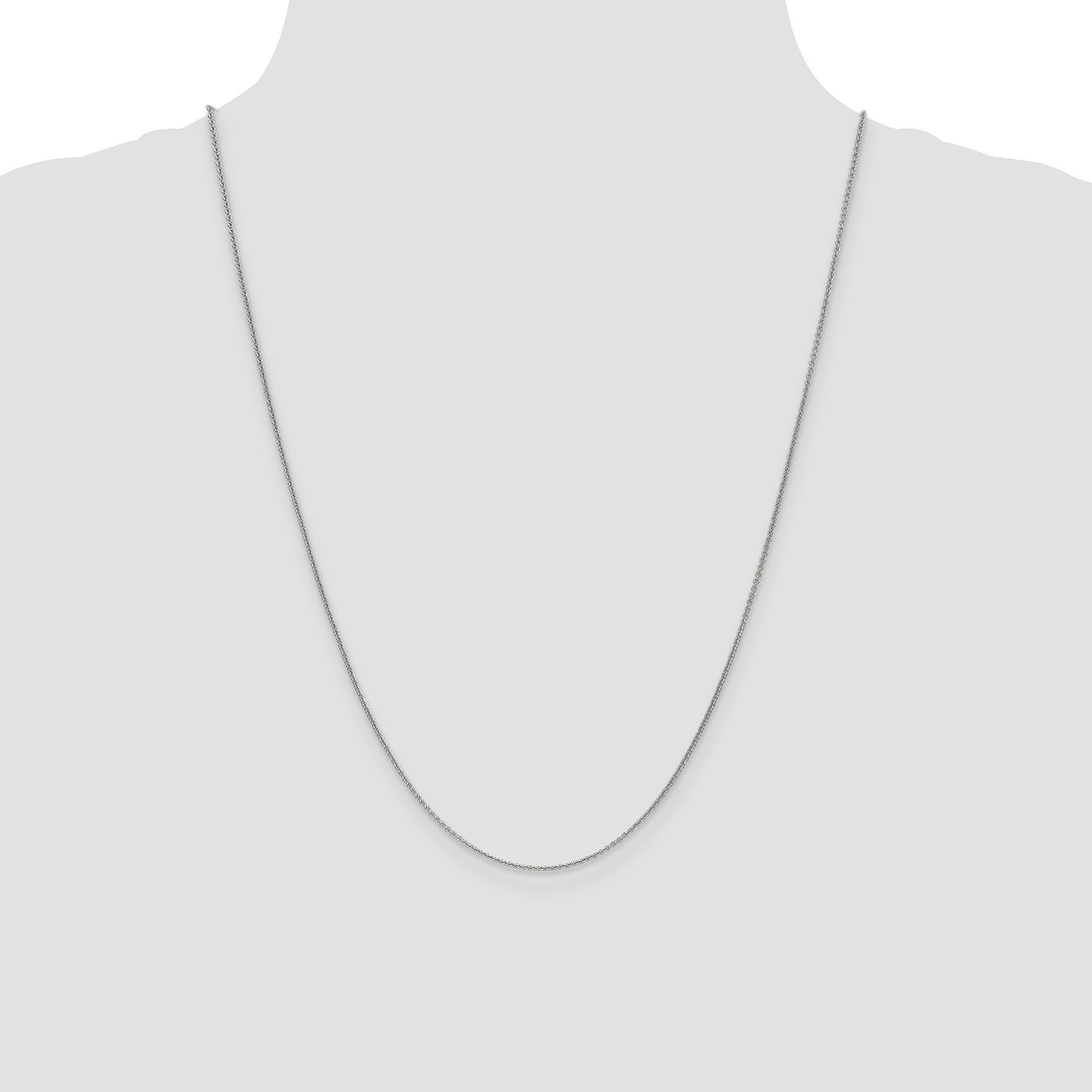 14K White Gold 24 inch 1mm Round Open Link Cable with Lobster Clasp Chain