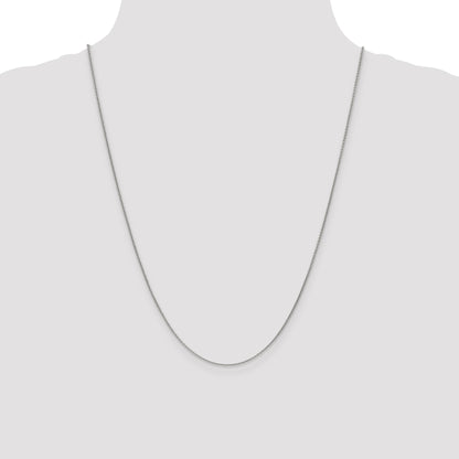 14K White Gold 24 inch 1mm Round Open Link Cable with Lobster Clasp Chain