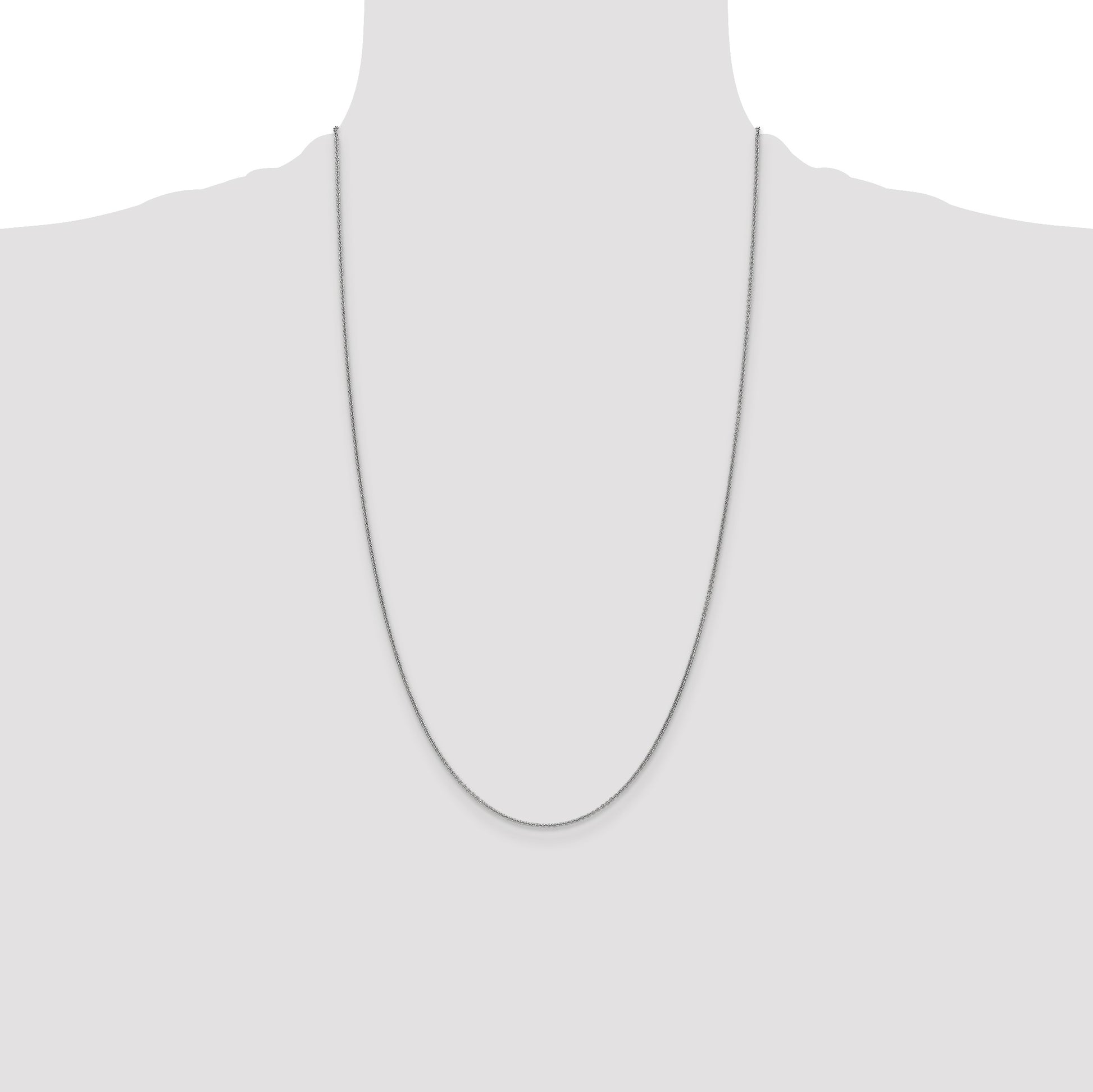 14K White Gold 26 inch 1mm Round Open Link Cable with Lobster Clasp Chain