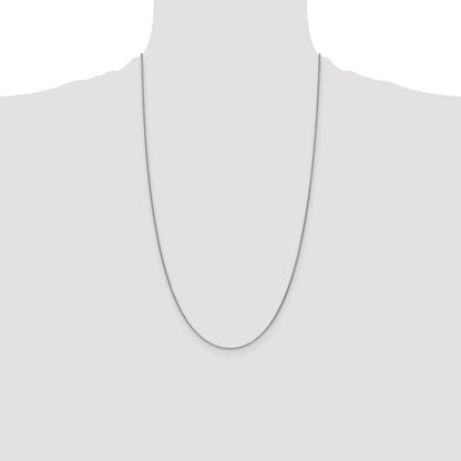 14K White Gold 26 inch 1mm Round Open Link Cable with Lobster Clasp Chain