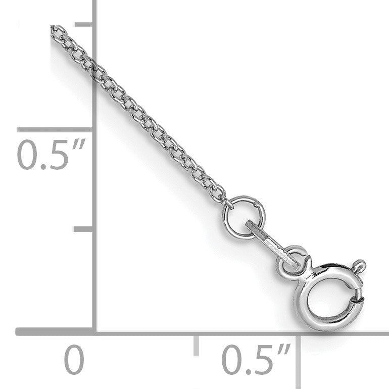 14K White Gold 10 inch .9mm Cable with Spring Ring Clasp Anklet