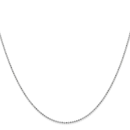 14K White Gold 20 inch 1.2mm Diamond-cut Beaded with Lobter Clasp Pendant Chain