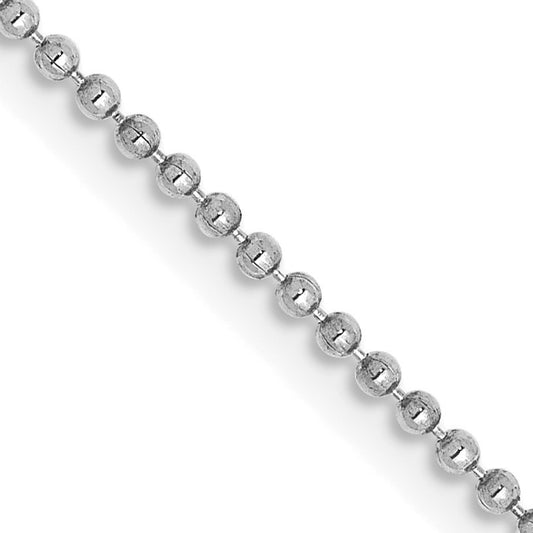 14K White Gold 16 inch 1.2mm Diamond-cut Beaded with Lobter Clasp Pendant Chain