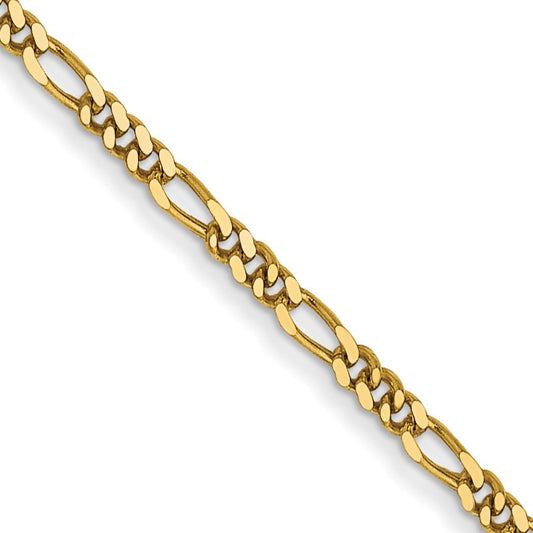 14K 22 inch 1.25mm Flat Figaro with Spring Pendant Ring Pendant Chain