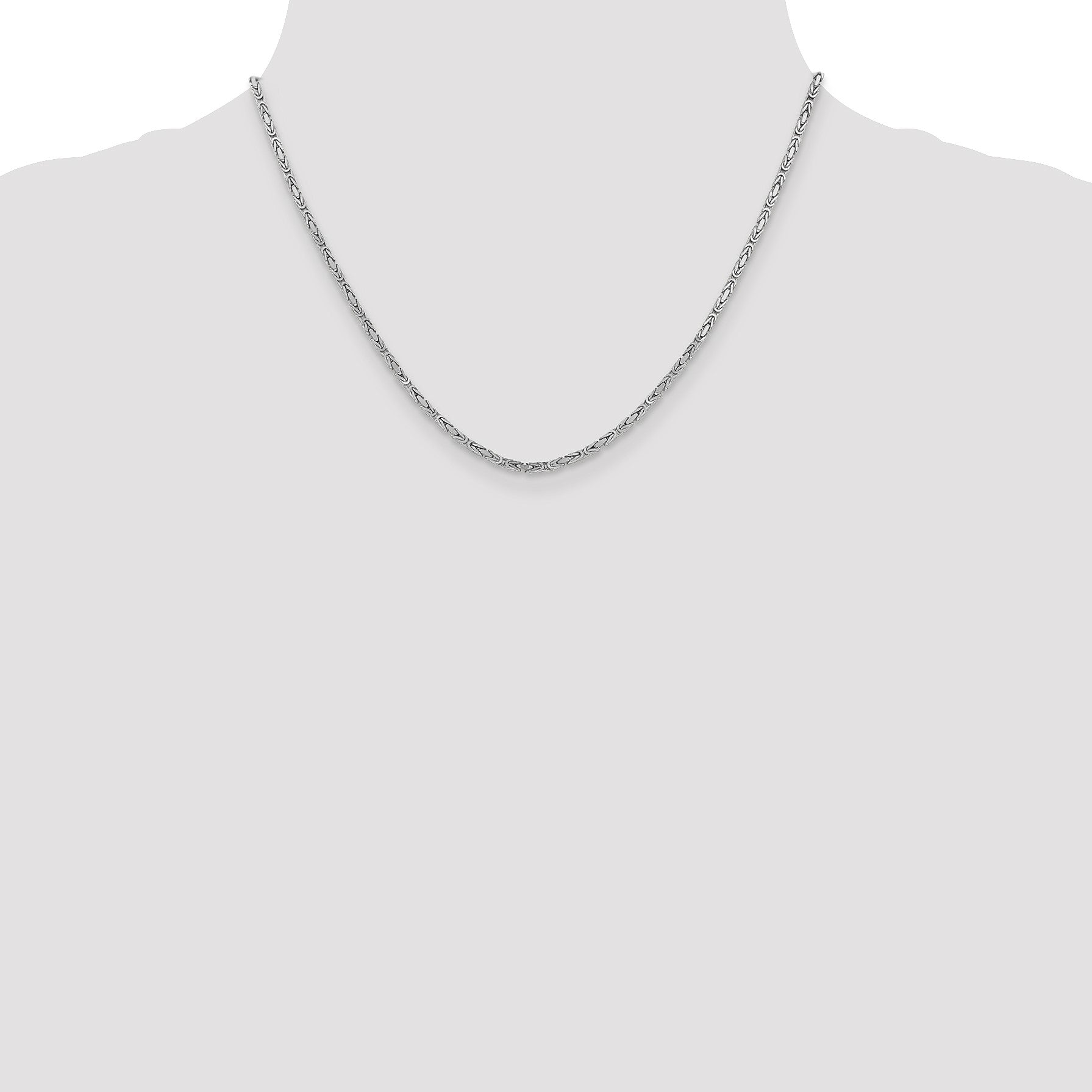 14K White Gold 18 inch 2mm Byzantine with Lobster Clasp Chain
