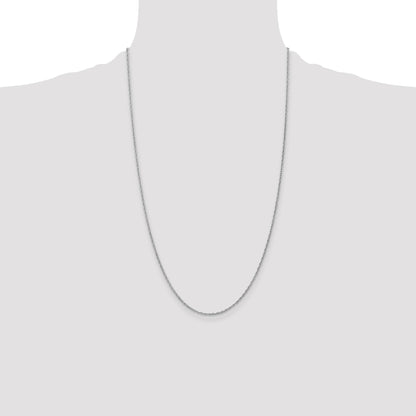 14K White Gold 26 inch 1.3mm Heavy Baby Rope with Lobster Clasp Chain