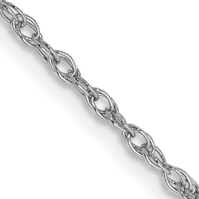 14K White Gold 18 inch 1.3mm Heavy Baby Rope with Lobster Clasp Chain