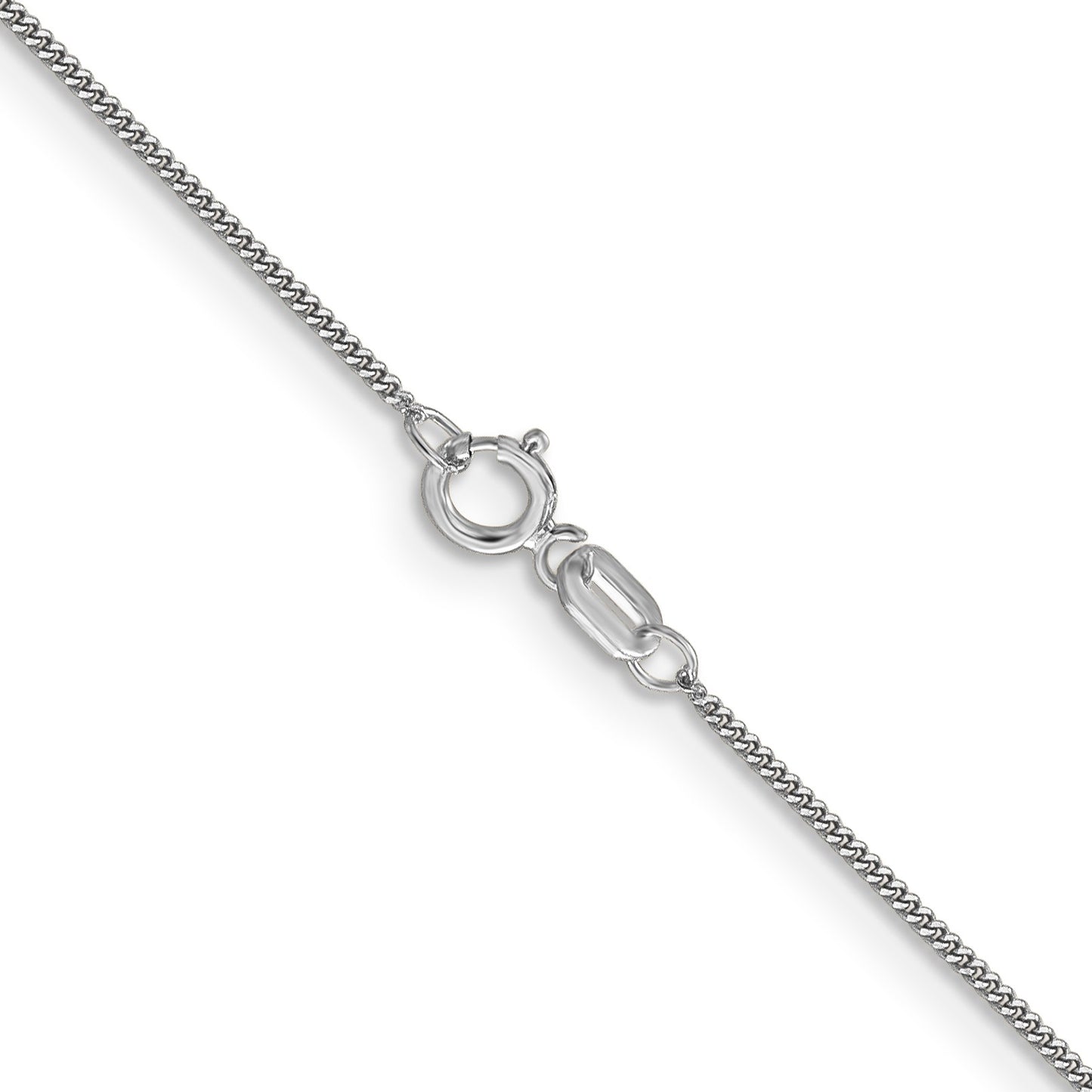 14K White Gold 18 inch .9mm Curb  with Spring Ring Clasp Pendant Chain
