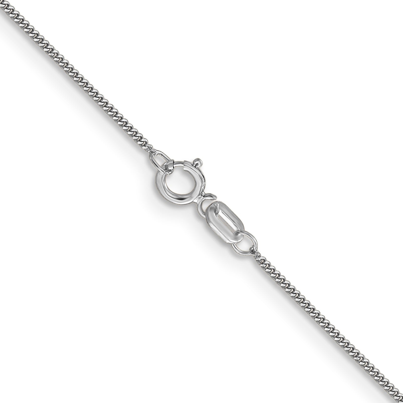 14K White Gold 20 inch .9mm Curb  with Spring Ring Clasp Pendant Chain