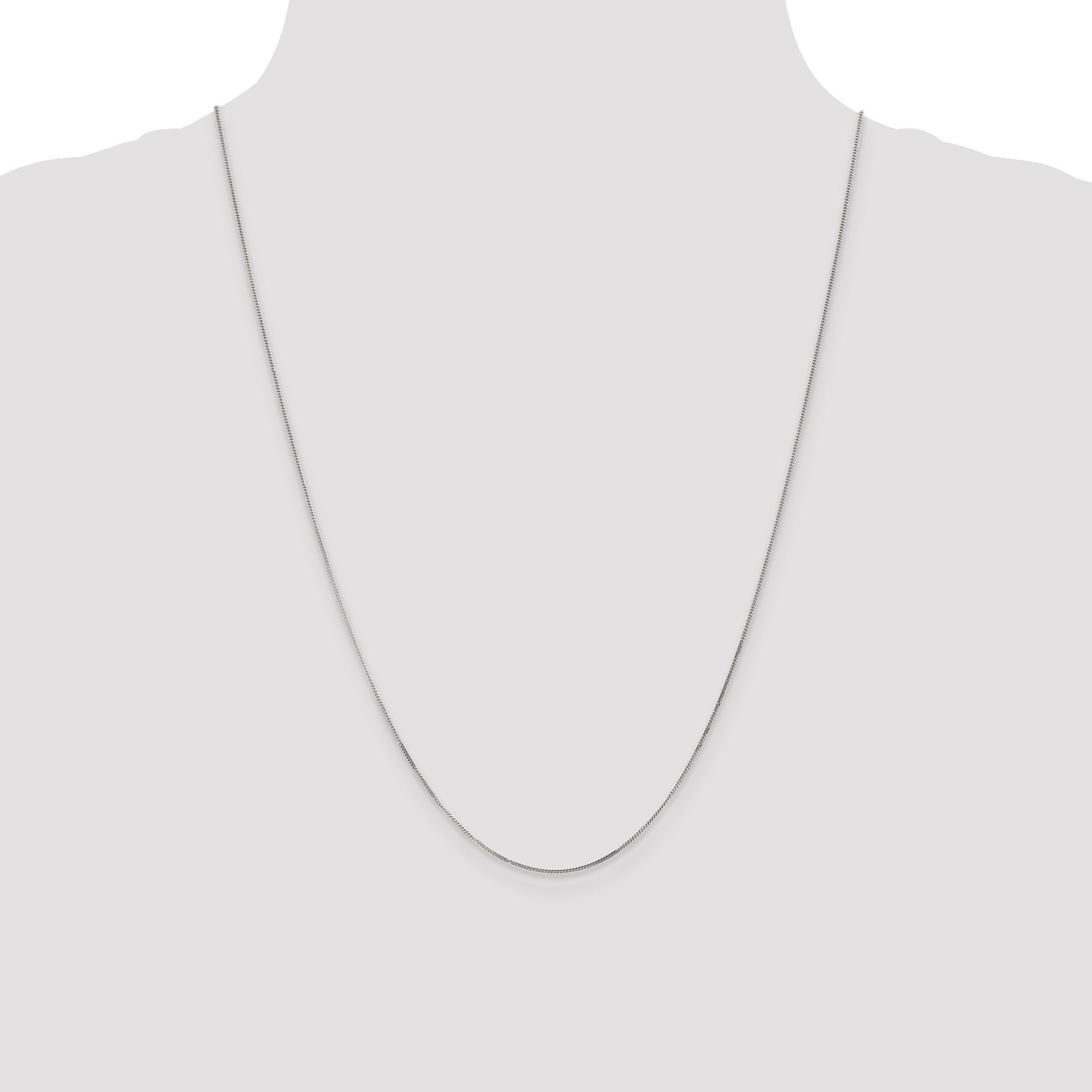 14K White Gold 24 inch .9mm Curb  with Spring Ring Clasp Pendant Chain