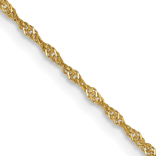 14K 22 inch 1.10mm Singapore with Spring Ring Clasp Chain