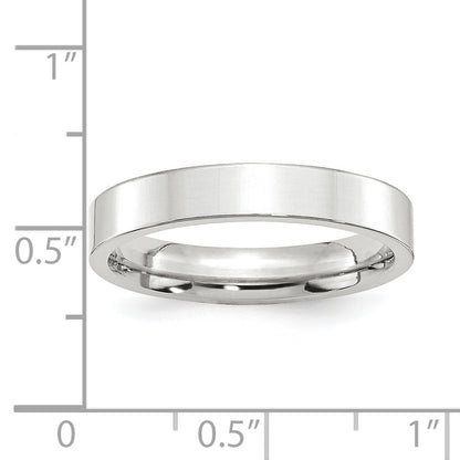 Platinum 4mm Polished Flat Wedding Band Size 8