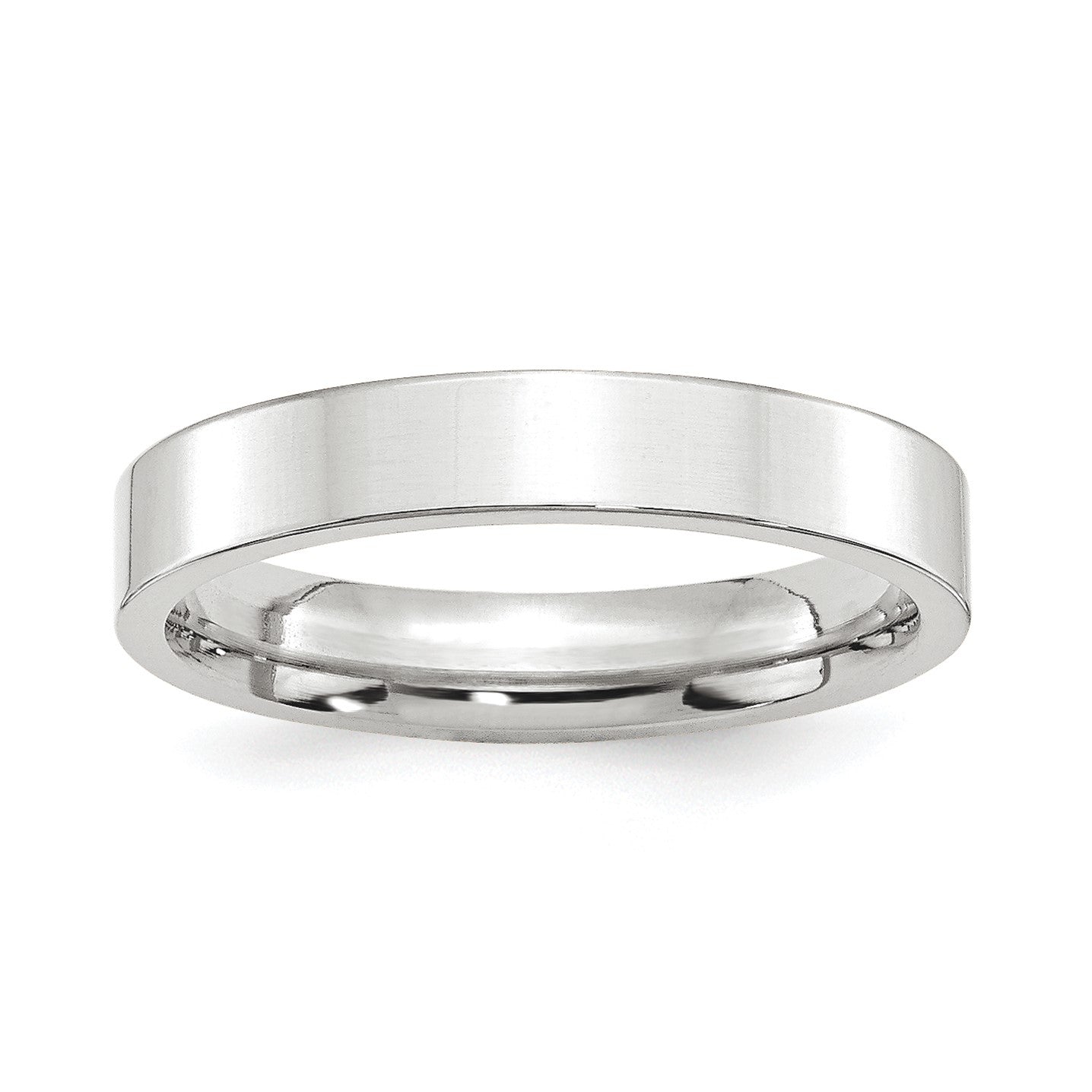 Platinum 4mm Polished Flat Wedding Band Size 8.5