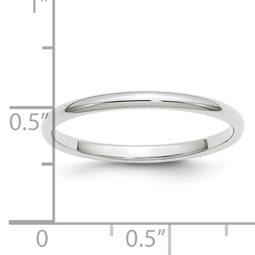 Platinum 2mm Half Round Wedding Band Size 8