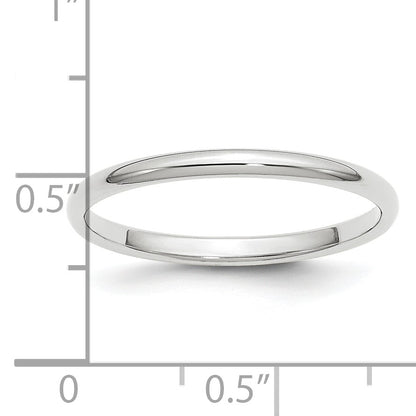 Platinum 2mm Half Round Wedding Band Size 10