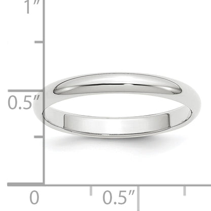 Platinum 3mm Half Round Wedding Band Size 12